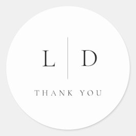 Elegante moderne minimalistische monogram bruiloft ronde sticker