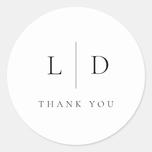 Elegante moderne minimalistische monogram bruiloft ronde sticker (Voorkant)