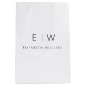 Elegante Moderne Minimalistische Monogram Naam Medium Cadeauzakje (Voorkant)