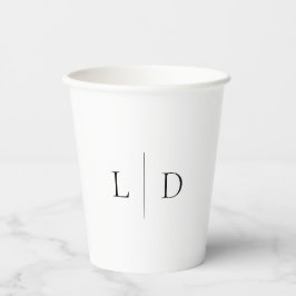 Elegante Moderne Minimalistische Monogram Trouw Papieren Bekers