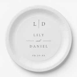 Elegante Moderne Minimalistische Monogram Trouwdag Papieren Bordje