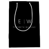 Elegante Moderne Minimalistische Monogramnaam Medium Cadeauzakje (Voorkant)