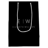 Elegante Moderne Minimalistische Monogramnaam Medium Cadeauzakje (Achterkant)