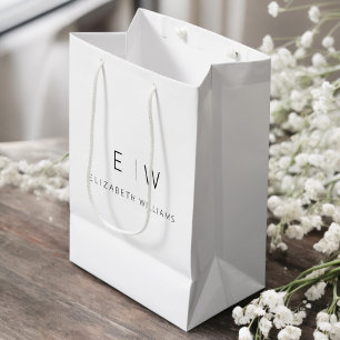 Elegante Moderne Minimalistische Monogramnaam Medium Cadeauzakje