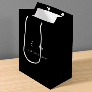 Elegante Moderne Minimalistische Monogramnaam Medium Cadeauzakje
