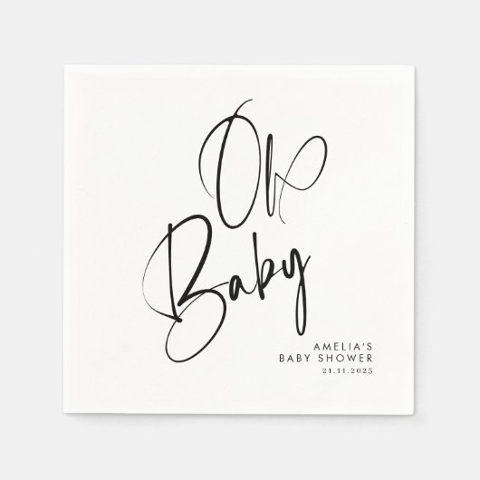 Elegante moderne minimalistische OH Baby Servet (Voorkant)