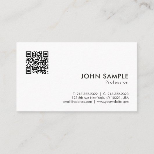 Elegante Moderne Minimalistische QR Code Sjabloon  Visitekaartje (Voorkant)