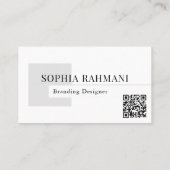 Elegante moderne minimalistische QR-code zwart wit Visitekaartje (Achterkant)