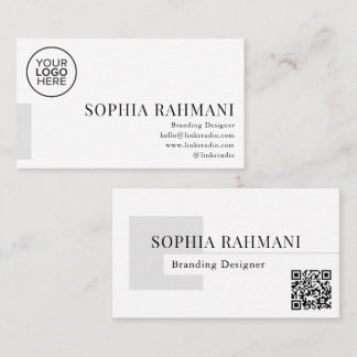 Elegante moderne minimalistische QR-code zwart wit Visitekaartje