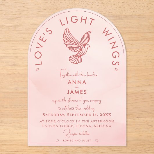 Elegante moderne minimalistische Romeo en Julia Qu Acryl Uitnodigingen (Voorkant)