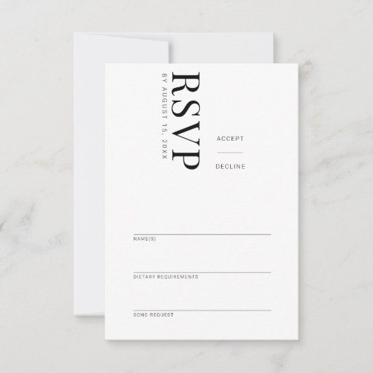 Elegante moderne minimalistische RSVP-antwoordkaar RSVP Kaartje (Voorkant)
