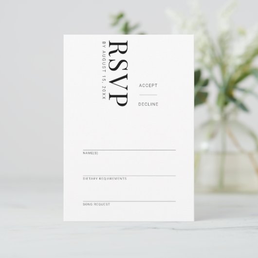 Elegante moderne minimalistische RSVP-antwoordkaar RSVP Kaartje (Staand voorkant)