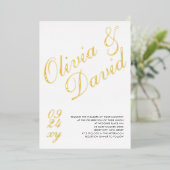 Elegante moderne minimalistische RSVP QR terug bru Folie Uitnodiging (Staand Voorkant)