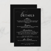 Elegante Moderne Minimalistische Script Trouwdetai Informatiekaartje (Voorkant / Achterkant)