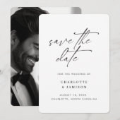 Elegante Moderne Minimalistische Script Zwart-Wit Save The Date (Voorkant / Achterkant)
