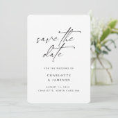 Elegante Moderne Minimalistische Script Zwart-Wit Save The Date (Staand voorkant)