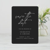 Elegante Moderne Minimalistische Script Zwart-Wit Save The Date (Staand voorkant)