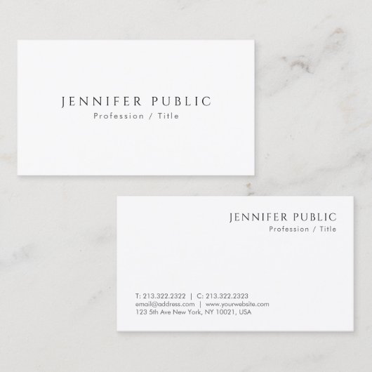 Elegante moderne minimalistische Sjabloon halfglan Visitekaartje (Voorkant / Achterkant)