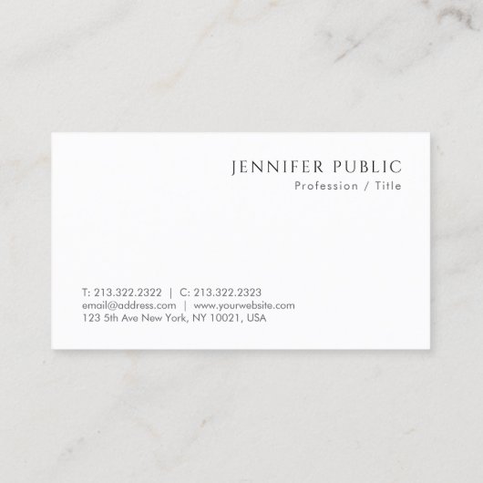 Elegante moderne minimalistische Sjabloon halfglan Visitekaartje (Achterkant)