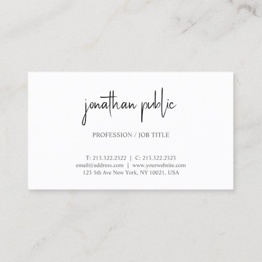 Elegante moderne minimalistische Sjabloon Semi Glo Visitekaartje (Achterkant)