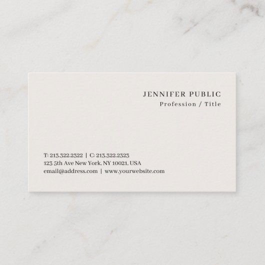 Elegante moderne minimalistische Sjabloon van de k Visitekaartje (Achterkant)