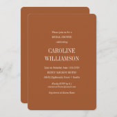 Elegante Moderne Minimalistische Terracotta Bruids Kaart (Voorkant / Achterkant)