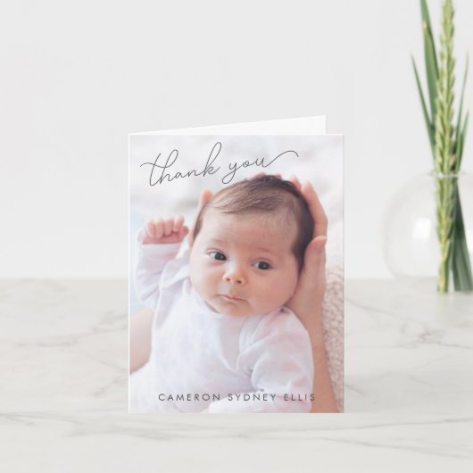 Elegante moderne minimalistische twee Baby foto ge Bedankkaart (Voorkant)