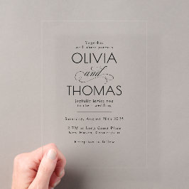 Elegante moderne minimalistische typografie trouwk acryl uitnodigingen
