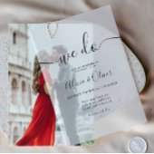 Elegante moderne minimalistische "we doen" script vellum uitnodigingen