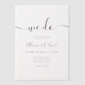 Elegante moderne minimalistische "we doen" script vellum uitnodigingen (Voorkant)