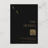 Elegante moderne minimalistische zwart-gouden brui informatiekaartje (Voorkant)