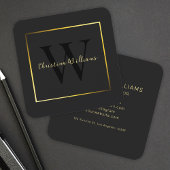 Elegante moderne minimalistische zwart gouden prof vierkante visitekaartje