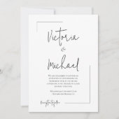 Elegante moderne minimalistische zwart-wit bruilof kaart (Voorkant)