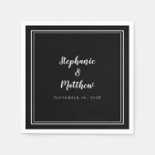 Elegante moderne minimalistische zwart-wit bruilof servet (Voorkant)