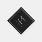 Elegante moderne minimalistische zwart-wit bruilof servet (Hoek)