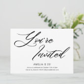 Elegante moderne minimalistische zwart witte verja kaart (Staand voorkant)