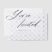 Elegante moderne minimalistische zwart witte verja vellum uitnodigingen (Offset (Uitnodiging))