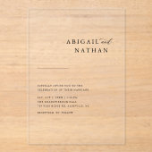 Elegante moderne minimalistische zwarte bruiloft d acryl uitnodigingen (Voorkant)