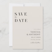 Elegante moderne minimalistische zwarte en ivoren save the date (Voorkant)