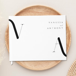 Elegante Moderne Minimalistische Zwarte en Witte H Gastenboek