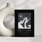 Elegante moderne minimalistische zwarte foto bruil save the date
