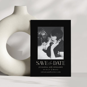 Elegante moderne minimalistische zwarte foto bruil save the date