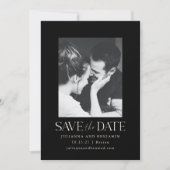 Elegante moderne minimalistische zwarte foto bruil save the date (Voorkant)