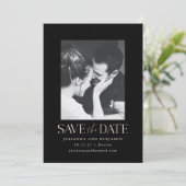 Elegante moderne minimalistische zwarte foto bruil save the date (Staand voorkant)