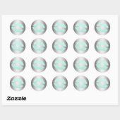 Elegante moderne mint groene glitter lippen zilver ronde sticker (Vel)