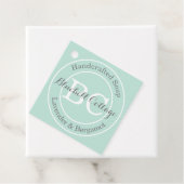 Elegante Moderne Mint Groene Monogram Handgemaakte Bedankjes Labels (In situ)