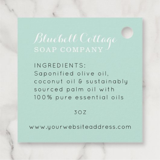 Elegante Moderne Mint Groene Monogram Handgemaakte Bedankjes Labels (Achterkant)