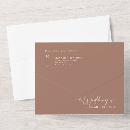 Elegante moderne Mocha Mousse Arch QR Code Foto All In One Uitnodiging (Achterkant)