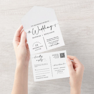 Elegante moderne Mocha Mousse Arch QR Code Foto All In One Uitnodiging