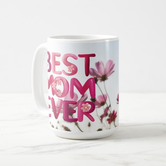 Elegante moderne moeder's beste moeder ooit roze b koffiemok (Voorkant links)